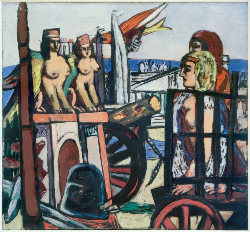 Verwijdering van de sfinxen Abtransport der Sphinxe Max Beckmann 1945