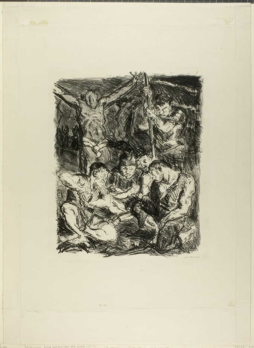 Het werpen van dobbelstenen voor het kruis plaat zes uit Sechs Lithographien zum Neuen Testament Throwing Dice Before the Cross plate six from Sechs Lithographien zum Neuen Testament Max Beckmann