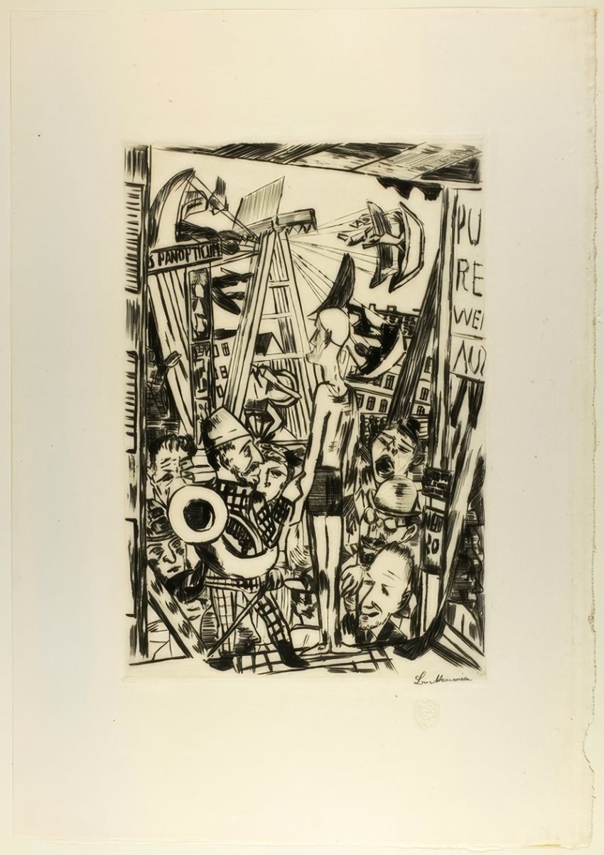 De lange man bord vijf van Jahrmarkt The Tall Man plate five from Jahrmarkt Max Beckmann