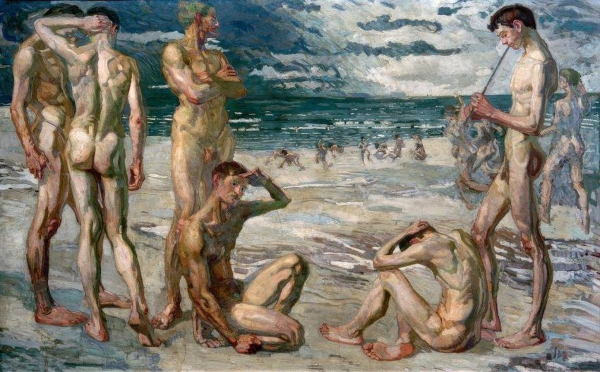 Jonge mannen bij de zee Junge Männer am Meer Max Beckmann 1905
