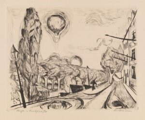 () "Landschaft mit Ballon" (Landscape with Balloon), Max Beckmann
