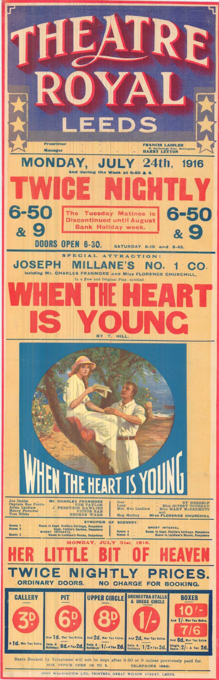 1916 When the Heart is Young The Theatre Royal Leeds